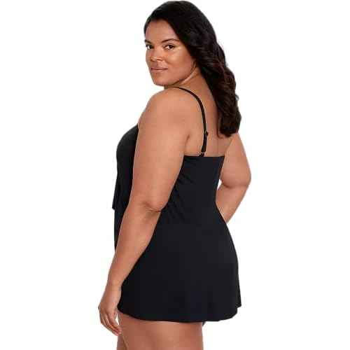LAUREN RALPH LAUREN Plus Size Bandeau Flyaway One-Piece Swimsuit with Tummy-Contro Black 20W