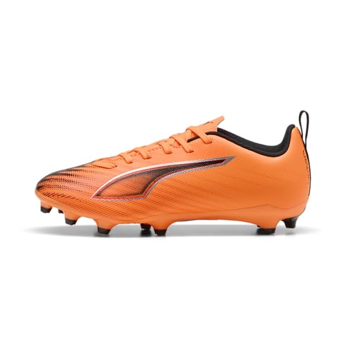 Kids Soccer Cleats Firm Ground and All Surface - Black Red, Big Kid 2 Heat Fire