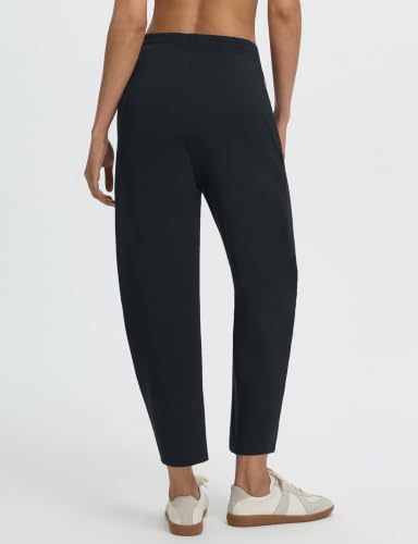 Women’s Wide Leg Barrel Pants with Zipper Pockets - Black, Large
