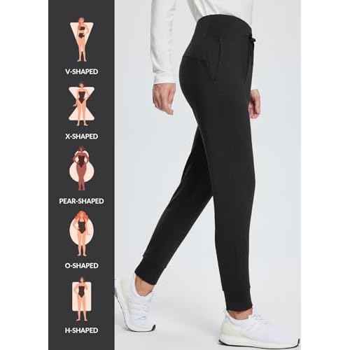 baleaf Women's Fleece Lined Pants Water-Resistant Sweatpants Winter Thermal Ski Hiking Running Joggers
