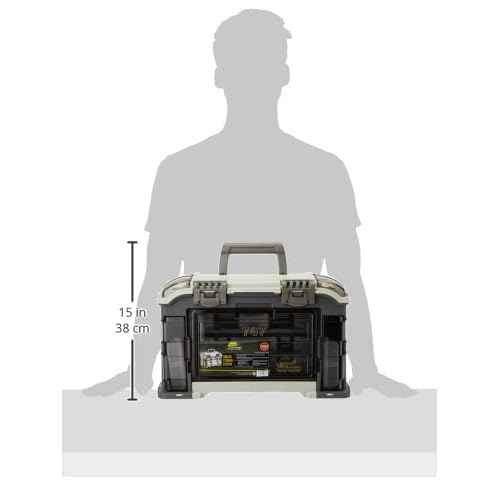 Plano Elite Series Ultimate Angled Tackle System, Graphite & Sandstone, Includes 6 StowAway Utility Boxes, Premium Tackle Storage for Fishing Gear and Accessories, Waterproof Case