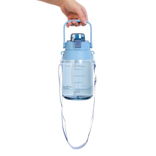 Blue 44oz BPA Free Tritan Water Bottle with Straw & Chug Lid, Leak Resistant, Adjustable Strap
