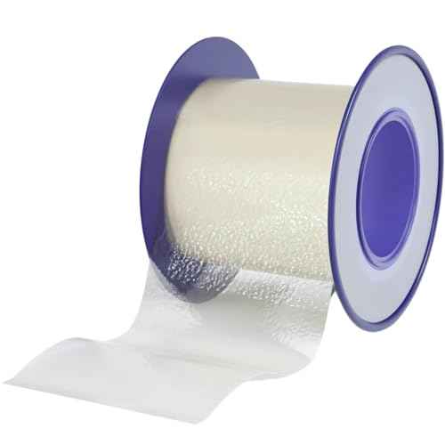 Niveus Gentle Silicone Tape Strips - Dentist Developed, Clear Soft Perforated Silicone Adhesive, FSA HSA Approved, for Sensitive Skin (1 in x 4.9 ft) (Blue Tape)