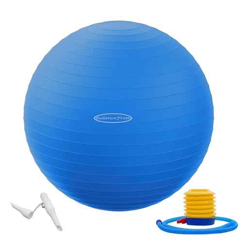 Fitvids Anti-Burst and Slip Resistant Exercise Yoga Fitness Birthing Ball with Quick Pump, 2,000-Pound Capacity, Multiple Colors and Sizes