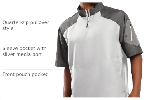 Weather-Resistant Pullover Jacket with Sleeve Pocket - Carbon Print XX-Large