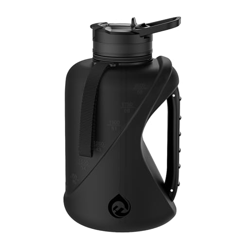 Black 74 Ounce Water Bottle with 2-in-1 Straw Lid BPA-Free Durable Plastic