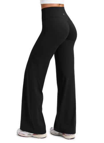 CRZ YOGA Softretch Wide Leg Pants - 28/30/32 Inches, Black, Height 5'5"-5'8"