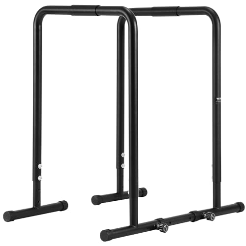 VEVOR Dip Bar, 31 to 35 Inch Height Adjustable, 440LBS Load Capacity, Heave Duty Parallette Push Up Stand, Fitness Workout Dipping Bar Station Stabilizer, Parallel Bars for Strength Training Home Gym