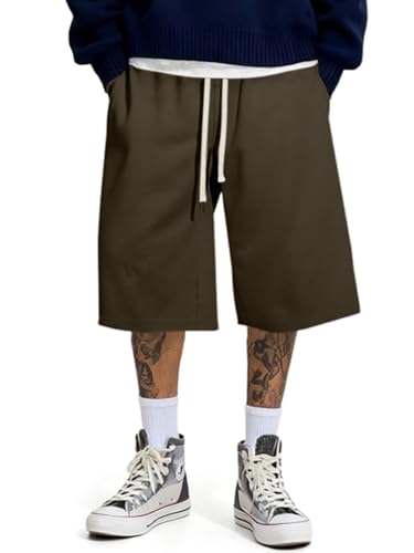 Men's Baggy Sweat Shorts Below Knee with Drawstring - Casual Urban Style