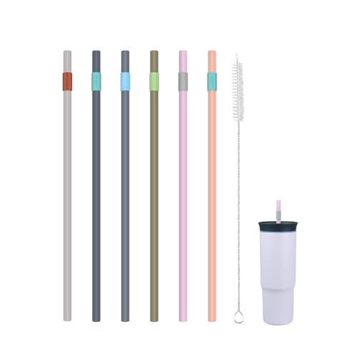 Replacement Straws Compatible with Owala 24oz Tumbler, with 1 Brush,Pack of 6 (6 colours)