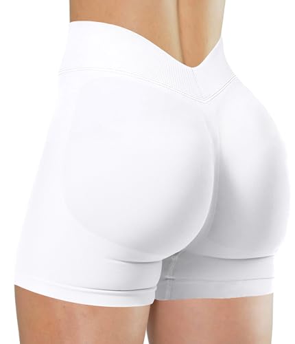 Unthewe Womens Seamless Gym Shorts 4.5 Inch - Small White