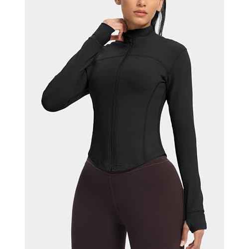 GYM RAINBOW Womens Zip Up Workout Jakcets Lightweight Slim Fit Running Athletic Jackets with Thumb Holes