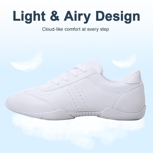 Girls White Cheerleading Dance Shoes - 4 Big Kid / White 2116-Girls - BAXINIER