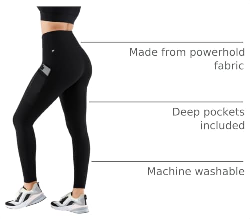 Women's PowerHold High-Waisted Compression Leggings - Large Black, Workout & Yoga