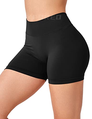 Women’s CoreFlex Workout Scrunch Shorts with V-Back & Booty Lift - Medium Black