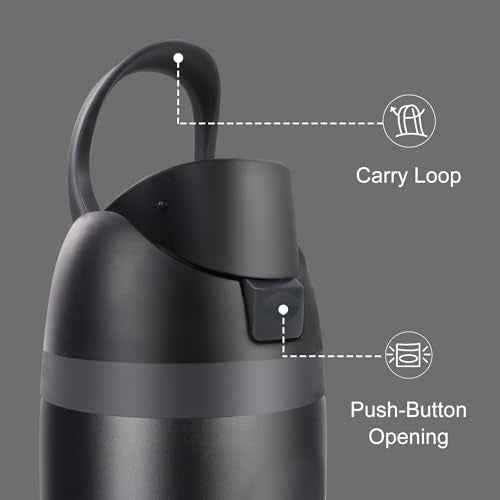 Replacement Lid for Owala Freesip, Compatible with Owala Cup 16oz 24oz 32oz 40oz, One Button Water Bottle Top Lid Replacement Accessory, Leakproof, BPA-Free (Black)