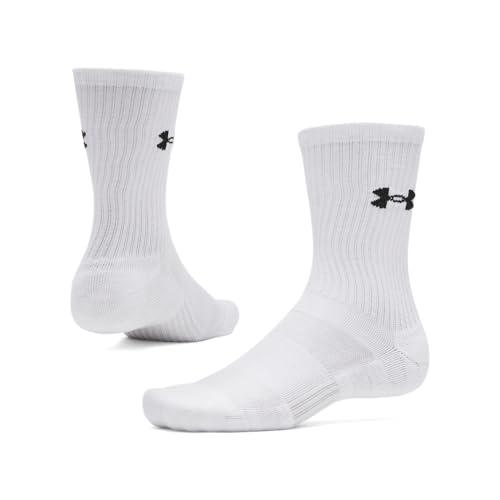 Unisex Performance Cotton Crew Socks 3 Pack Large White & Black