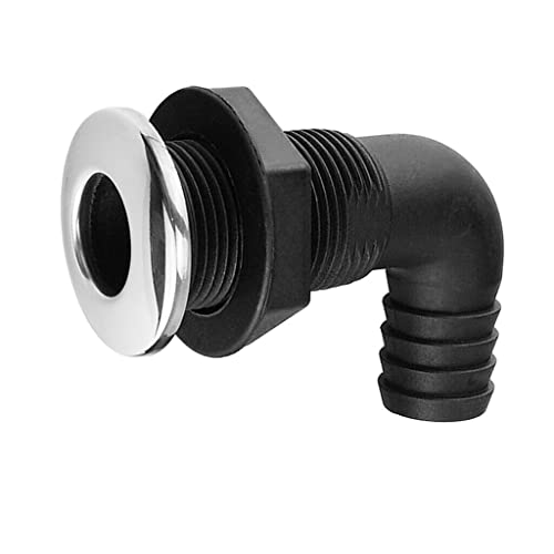 90 Degree Nylon Thru-Hull Connector for Marine Deck Drain 3/4" Hose Fitting