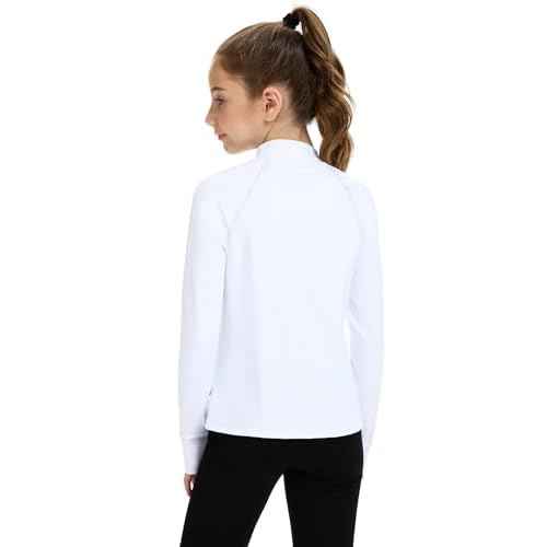 HASMES Girls Long Sleeve Shirt Kids Turtleneck Athletic T-Shirt Sports Activewear Yoga for Teens(Age 7-14)