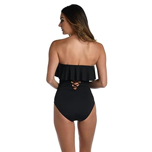 La Blanca Women's One Piece Swimsuit Ruffle Bandeau Island Goddess Bathing Suit