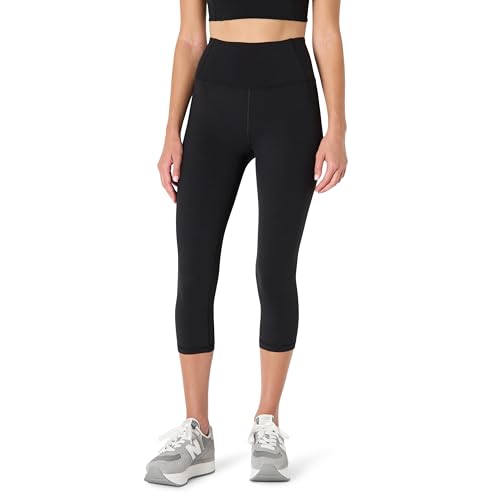 Women's High Waist Capri Leggings without Pockets - X-Large Black