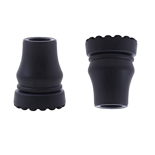 Heavy Duty Rubber Cane Tips 3/4 Inch - Non-Slip Replacement for Walking Stick, Hiking, Crutches - Black, Pack of 2 - Variation of Cane Tips for 3/4'' Walking Stick