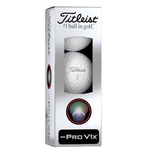 Titleist Pro V1x Left Dash RCT Golf Ball, 1 Dozen USA Direct Import (Radar Ballistic Measure), Trackman, Pack of 12