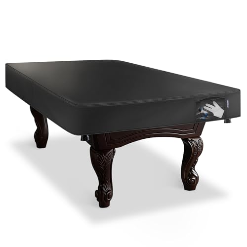 8FT Pool Table Cover Billiard Table Protector with Storage Pocket - Black