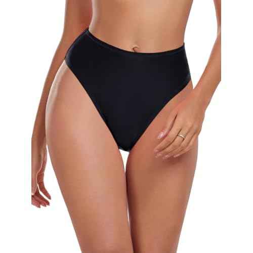 Colloyes Women's High Waisted High Cut Thong Bikini Bottom