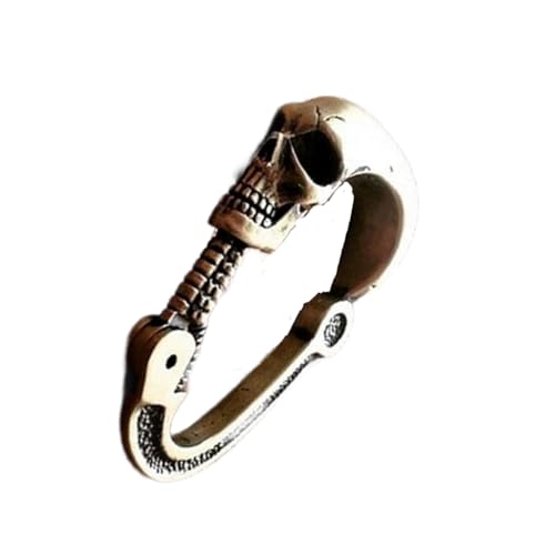 Skull Style Heavy Duty Stainless Steel Carabiner Clip with Articulated Cervical Column - Variation 1