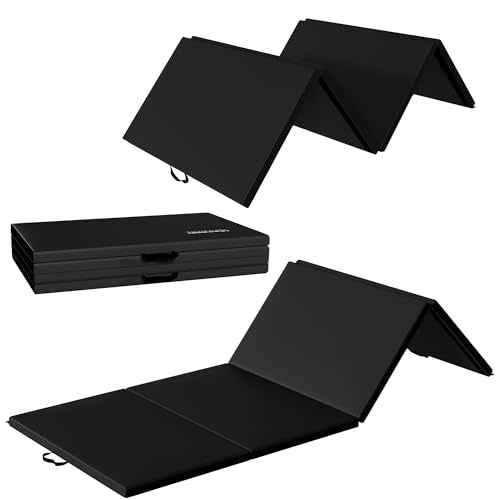 Fitvids 10'x4'x2" Folding Exercise Gymnastics Mat for Tumbling, Gym Workoutt Mat with Carry Handles, Tri-Fold High-Density Anti-Tear Aerobics Mats for Yoga, Pilates, Martial Arts, Home Fitness & Play