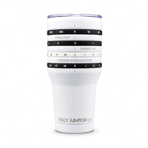 Golf Tumbler with Scorekeeping, 30 oz Stainless Steel Leak-Proof Cup, White Tees Variation