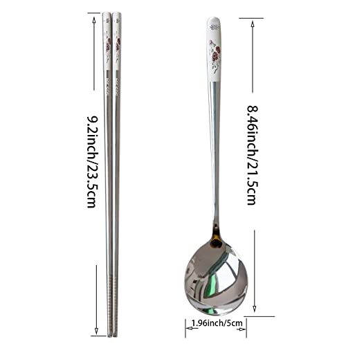 Reusable Metal Chopstick and Spoon Set - 3 Patterns, Stainless Steel Kitchen Utensils