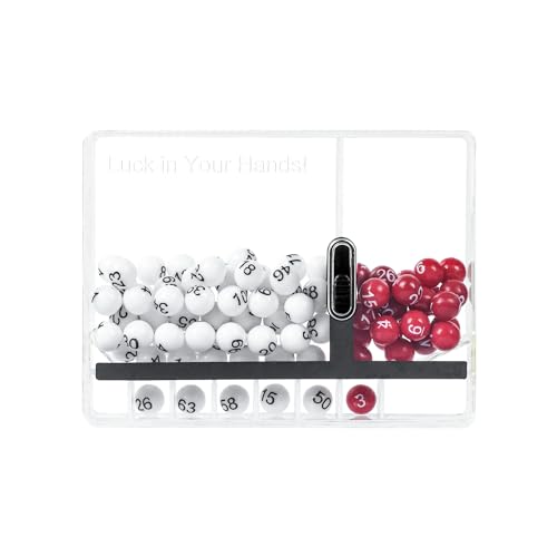 Lottery Number Selector for Lotto Powerball - White & Red Balls, Classic Edition - Fun Desk Toy & Gift