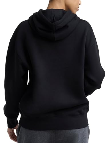 Champion Women's Pullover Fleece Hoodie Large Black Loose Fit Midweight Script Logo