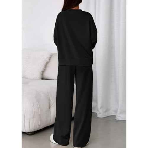 PRETTYGARDEN 2 Piece Sets For Women Fall Trendy Long Sleeve Sweatshirt Wide Leg Pants Loungewear Set Matching Sweatsuit