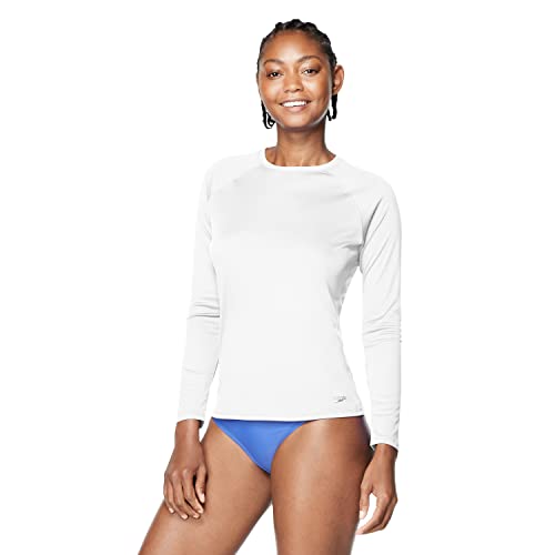 Women's UV Swim Shirt Long Sleeve Rashguard - Medium Solid White