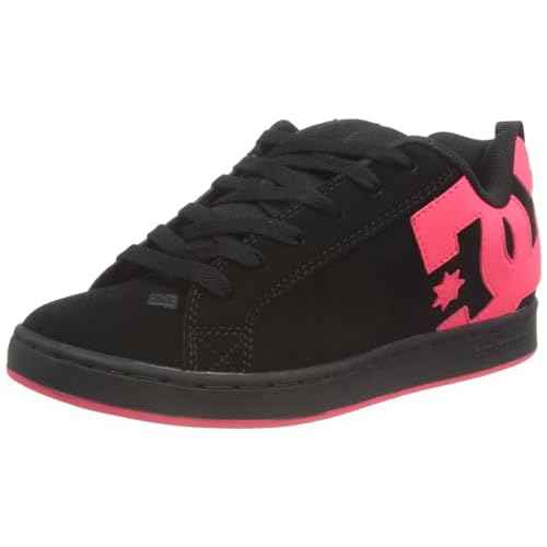 DC womens Court Graffik Skate Shoe, Black/Hot Pink, 7 US