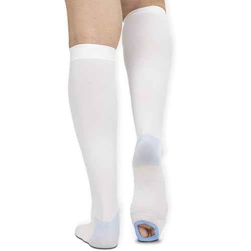 Vive Anti Embolism Compression Stockings for Women & Men - 15-20 mmHg Knee High TED Hose Socks for Post-Surgery, Pregnancy, Varicose Veins, Swelling, Soreness, Support & Travel (White)