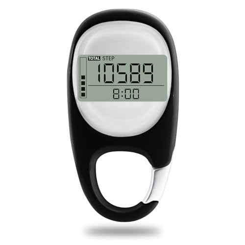 3D Pedometer with Carabiner, Accurate Step Tracker, Step Counter, Distance Tracker, 7 Days Memory, Calorie Counter for Men Women Kids Seniors