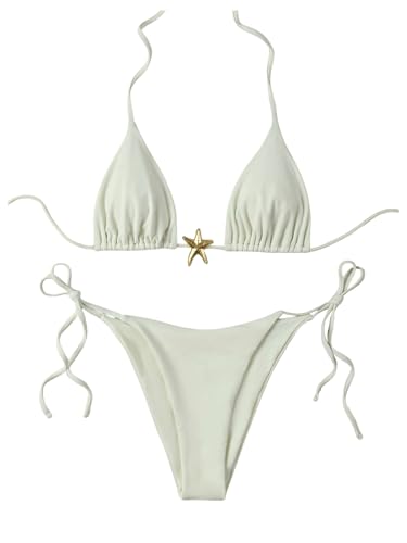 Women's 2 Piece Starfish Metal Bikini Set - Small White Swimwear