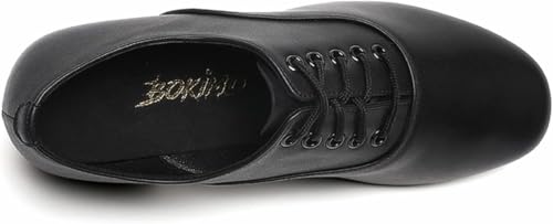 Men's Ballroom Dance Shoes Black Leather Sole Tango Salsa Latin Character Shoe - 10.5