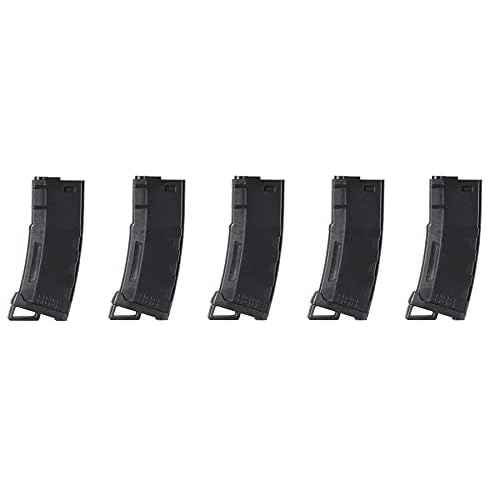 Lancer Tactical Airsoft M4 M16 Series Polymer 130 Round Transparent Window High Speed Mid-Cap Airsoft Magazine- Pack of 5