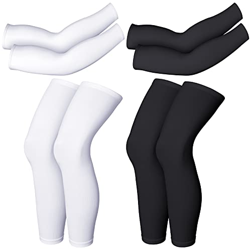 Geyoga Arm and Leg Sleeves Set - Large Black and White Compression & Sun Protection