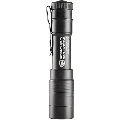 Streamlight 66210 MegaStream USB 1800-Lumen 26000-Candela Rechargeable EDC Flashlight Includes Rechargeable Battery, USB-C Cable, and Holster, Black