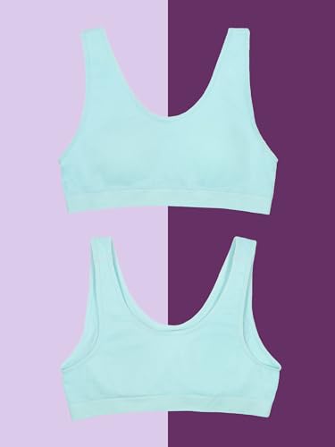 Girls' Seamless Stretch Sports Bra - X-Large Cornflower Blue Peach Sorbet Aruba Blue