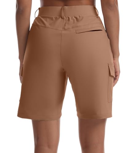 Women's Lightweight Cargo Shorts - Quick Dry Hiking Workwear Large Mocha