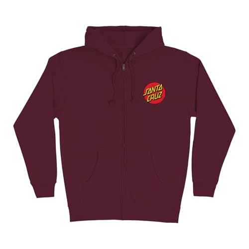 SANTA CRUZ Men's Midweight Zip Up Hooded Sweatshirt Classic Dot Skate Zip Up Sweatshirt