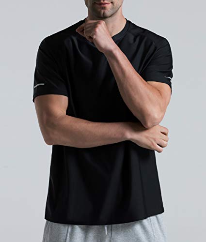 Men's Cooling Ice Silk Running Shirt UPF 50+ Workout T-Shirt Black XXL