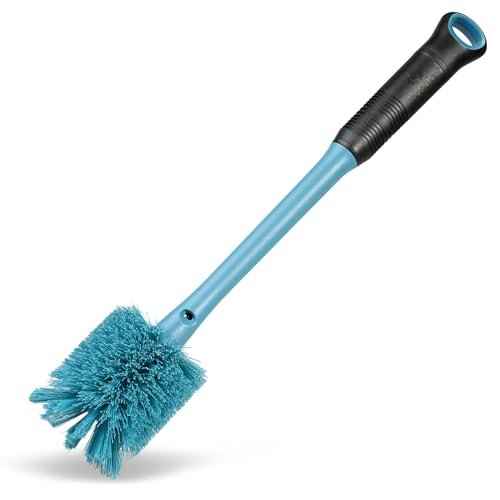 2-in-1 Water Bottle Brush and Straw Cleaner Brush, Long Handle Scrub Brush with Replaceable Head for Water Bottles, Glasswares, Mugs, Flasks, Tumblers, Vases, and Kitchen Sink, Smokey Blue